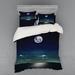 East Urban Home Full Moon Reflected in the Sea Moon Rays Surface Starry Sky Night Scenic View Print Duvet Cover Set Microfiber | Wayfair