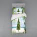 East Urban Home Tree w/ Tinsel & Ornaments Tropical Island Sandy Beach Party Duvet Cover Set Microfiber in Blue/Green/White | Wayfair