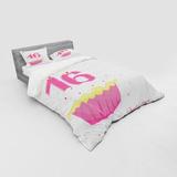 East Urban Home 16th Birthday Tasty Cupcake w/ Candle Teen Girls Style Surprise Illustration Duvet Cover Set Microfiber in Pink/Yellow | Wayfair