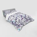 East Urban Home Floral Duvet Cover Set Microfiber in Blue/Gray/Indigo | Queen Duvet Cover + 3 Additional Pieces | Wayfair