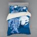 East Urban Home Astronaut Duvet Cover Set Microfiber in Blue/White | Queen Duvet Cover + 3 Additional Pieces | Wayfair