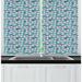 East Urban Home Blue & Pink Japanese Sakura Pattern Repeating Cherry Blossom on Branches Kitchen Curtain Polyester | 39 H x 55 W x 2.5 D in | Wayfair