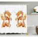 Ebern Designs Yolanda Dragon Twin Fire Dragon Zodiac Statues Traditional Asian Art Chinese Themed Picture Print Single Shower Curtain | Wayfair