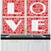 East Urban Home 2 Piece Love Bicolored Letters Hearts Motif Graphic Romantic Theme Illustration Pattern Kitchen Curtain Set | Wayfair