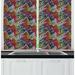 East Urban Home 2 Piece Retro Colorful Pop Art Inspired Illustration of Whimsical Striped & Polka Dotted Shapes Kitchen Curtain Set | Wayfair