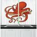 East Urban Home 2 Piece Vintage Nautical Tattoo Colorful Octopus Drawing on Plain Background Kitchen Curtain Set | 39 H x 55 W x 2.5 D in | Wayfair