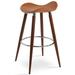 Everly Quinn Moonyean Bar & Counter Stool Upholstered/Leather/Metal/Faux leather in Black/Brown | 28 H x 17 W x 18 D in | Wayfair