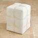 Global Views Belted Poof-Ivory Hair-on-Hide Leather Genuine Leather in White | 19 H x 14 W x 14 D in | Wayfair Ottomans 9.93211