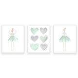 Outside In Art Studio Little Girls Ballet Artwork, Paper Prints Paper | 10 H x 8 W x 0.06 D in | Wayfair Ballerina's Mint & Gray S3 0810