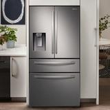 Samsung 23 cu. ft. Counter Depth 4-Door French Door Refrigerator w/ FlexZone™ Drawer, Stainless Steel in Gray | 70 H x 35.75 W x 31 D in | Wayfair