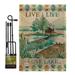 Breeze Decor Live Life Lake Nature Outdoor Impressions Decorative 2-Sided 19 x 13 in. Flag Set in Green/Gray | 18.5 H x 13 W x 1 D in | Wayfair