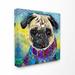 Winston Porter 'Abstract Collage Dog Pet Animal Design' Graphic Art on Canvas in Blue/Pink | 30 H x 30 W x 1.5 D in | Wayfair