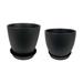 World Menagerie Kader 2-Piece 100% Ceramic Pot Planter Set Ceramic in Black | 10.25 H x 9.75 W x 9.75 D in | Wayfair