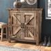 Steelside™ Whittaker 33" Tall Solid Wood 2 - Door Accent Cabinet Wood in Brown, Size 33.0 H x 32.0 W x 16.0 D in | Wayfair