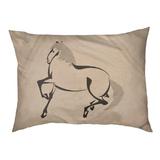 Tucker Murphy Pet™ Carmean Japanese Vintage Watercolor Horse Dog Pillow Polyester in Black/Brown | 7.1 H x 52 W x 42 D in | Wayfair