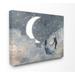 Ebern Designs 'Celestial Love Sky Swinging by the Crescent Moon & Stars' Graphic Art Print Canvas in Black/Blue | 24 H x 30 W x 1.5 D in | Wayfair
