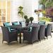 Modway Convene 9 Piece Outdoor Dining Set Glass/Wicker/Rattan | 29.5 H x 114 W x 39.5 D in | Wayfair