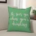 The Holiday Aisle® Fordwich He Sees You When You're Drinking Square Throw Pillow Polyester in Green | 18 H x 18 W x 1.5 D in | Wayfair