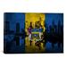 Winston Porter Philadelphia Flag, Grunge City Skyline Graphic Art on Canvas in Blue/Yellow | 18 H x 26 W x 0.75 D in | Wayfair