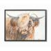 Gracie Oaks ' Horned Bull w/ Wind Swept Long Hair' - Graphic Art Print Wood/Canvas in Brown | 16 H x 20 W in | Wayfair