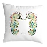 Highland Dunes Satterlee Betsy's Seahorses Light Background Indoor/Outdoor Lumbar Pillow /Polyfill blend in White | 18 H x 18 W x 6 D in | Wayfair