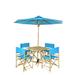 Longshore Tides Sheila Patio 6 Piece Dining Set w/ Umbrella Wicker/Rattan in Blue | Wayfair 88BC67339A924018BC362A412A9243C3