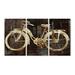 Williston Forge 'Distressed Bicycle Silhouette Triptych' 3 Piece Graphic Art Print Set Wood in Brown | 17 H x 11 W x 0.5 D in | Wayfair