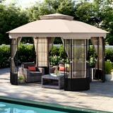 Sunjoy 11 ft. x 13 ft. Octagon Gazebo w/ Canopy Metal/Steel/Soft-top in Black | 114.2 H x 131.13 W x 155.9 D in | Wayfair A101012500