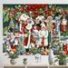 The Holiday Aisle® Santa Claus Family w/ Christmas Bear & Presents - Painting Print Canvas/Metal in Green/Red | 16 H x 32 W x 1 D in | Wayfair