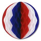 The Party Aisle™ General Occasion Hanging Tissue Ball in Red/Blue/White | 12" H x 12" W | Wayfair C22C176CA75C44C88922652FBAD64649