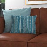 Langley Street® Austen MIstana Cotton Geometric Lumbar Pillow Eco-Fill/Polyester in Green/Blue | 12 H x 16 W x 4 D in | Wayfair