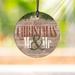 The Holiday Aisle® Our First Christmas as Mr. & Mr. Farmhouse Fused Holiday Shaped Ornament in Brown/Green/Red | 3.5 H x 3.5 W x 0.25 D in | Wayfair