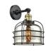 Gracie Oaks Mcalpine 1-Light Armed Sconce Glass/Metal in Gray/Black/Yellow | 12 H x 9 W x 9.5 D in | Wayfair 4D867ED33F4E4D40ACB41610BE952DA1