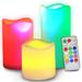 Latitude Run® 3 Piece Set Unscented Flameless Candle Set Plastic in Green/Red/Yellow | 6 H x 3 W x 3 D in | Wayfair