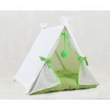 Tucker Murphy Pet™ Helgeson Wicker Portable Outdoor Cat House w/ Soft Cushion Mesh Fabric/Acrylic/Plastic in Green/White | Wayfair P517