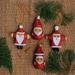 The Holiday Aisle® 4 Piece Sparkling Santa Hanging Figurine Ornament Set Wood in Brown/Red | 3.9 H x 3.1 W x 1.8 D in | Wayfair