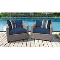 Wade Logan® Avelinn Patio Chair w/ Cushions Wicker/Rattan in Blue | 29 H x 40 W x 35 D in | Wayfair 2EFAC6FE47E747A08100DF0387B4E29C