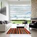 White 0.35 in Indoor Area Rug - East Urban Home Contemporary Orange/Blue/Black Area Rug Polyester/Wool | 0.35 D in | Wayfair