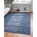 Blue/Navy 101 x 0.16 in Area Rug - Longshore Tides Draco Abstract Cotton Navy Blue/Ivory Area Rug Cotton | 101 W x 0.16 D in | Wayfair