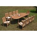 Rosecliff Heights Menoher Oval 10 - Person Teak Outdoor Dining Set Metal in Brown/White | 30.5" H x 71" L x 40" W | Wayfair