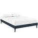 Ebern Designs Tessie Bed Frame w/ Squared Tapered Legs Wood/Upholstered/Polyester in Blue | 13 H x 57.5 W x 80.5 D in | Wayfair