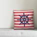 Breakwater Bay Dustin Nautical Ships Wheel Indoor/Outdoor Throw Pillow Polyester/Polyfill in Red/Blue | 16 H x 16 W in | Wayfair