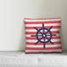 Breakwater Bay Dustin Nautical Ships Wheel Indoor/Outdoor Throw Pillow Polyester in Red/Blue | 18 H x 18 W in | Wayfair