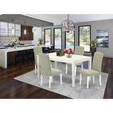 Alcott Hill® Marylou 4 - Person Rubberwood Solid Wood Dining Set Wood/Upholstered in White | Wayfair F2418BBC9B6A46FE89A5ACAAFBF3D93A