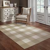 Beige/Ivory Rectangle 7'10" x 10' Area Rug - Gracie Oaks Schoffer Gingham Power Loom Area Rug 94.0 x 0.43 in brown/white, Polypropylene | Wayfair