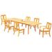 Rosecliff Heights Kevon Rectangular 6 - Person Teak Outdoor Dining Set Metal in Brown/White | 30.5 H x 82 W x 40 D in | Wayfair