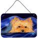 East Urban Home Yorkie Indoor by Suzanne Staines Painting Print Plaque Metal in Blue/Orange | 8 H x 12 W x 0.02 D in | Wayfair