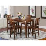 Charlton Home® Stjean - Person Counter Height Solid Wood Dining Set 36.0 H in brownWood in Mahogany | 4 | Wayfair 727AE4B97D174AB7A1ABD7646DA6F385