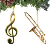 The Holiday Aisle® 2 Piece Trombonist's Favorite Hanging Figurine Ornament Set Metal in Gray/Yellow | 5 H x 3 W x 1 D in | Wayfair