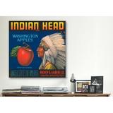 Winston Porter Indian Head Apples Crate Label Vintage Advertisement on Canvas in Blue/Red/Yellow | 18 H x 18 W x 0.75 D in | Wayfair